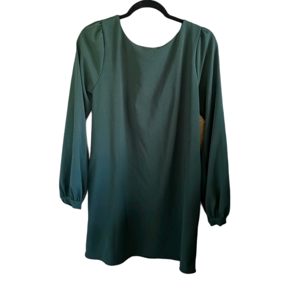 Lulu's Forest Green Boxy Fit Longsleeve Dress